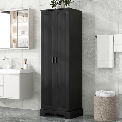 Black Storage Cabinet with Adjustable Shelf MDF Board