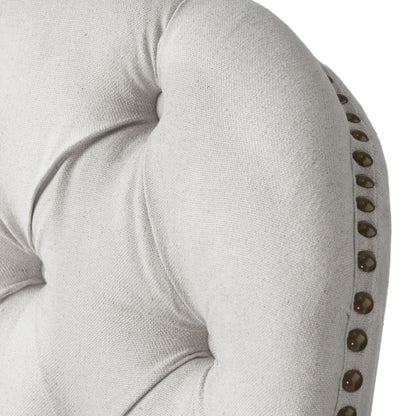 Light Grey Fabric Armchair with Ottoman