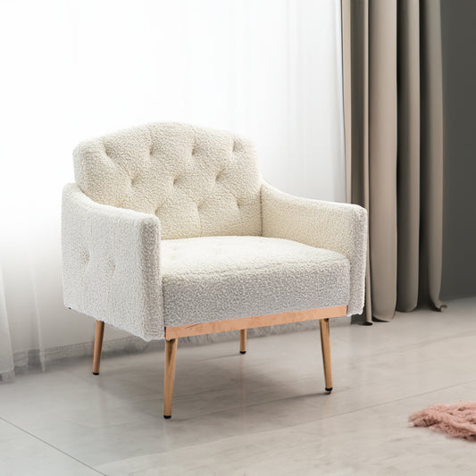 Teddy Armchair with Gold Legs – White
