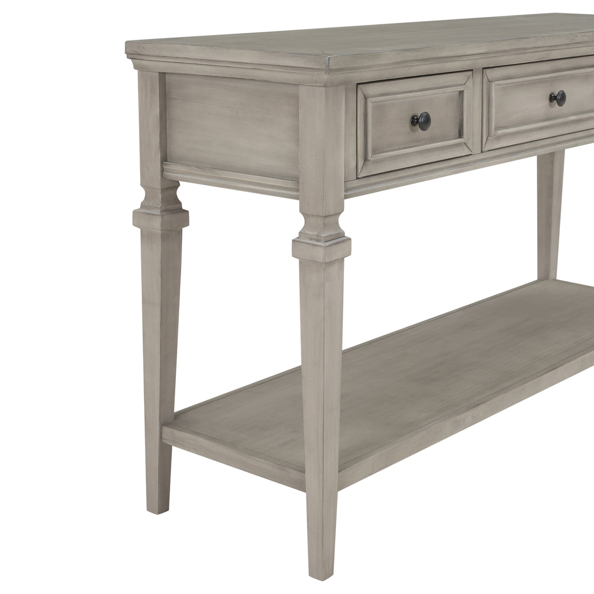 Gray Wood Console Table with Drawers