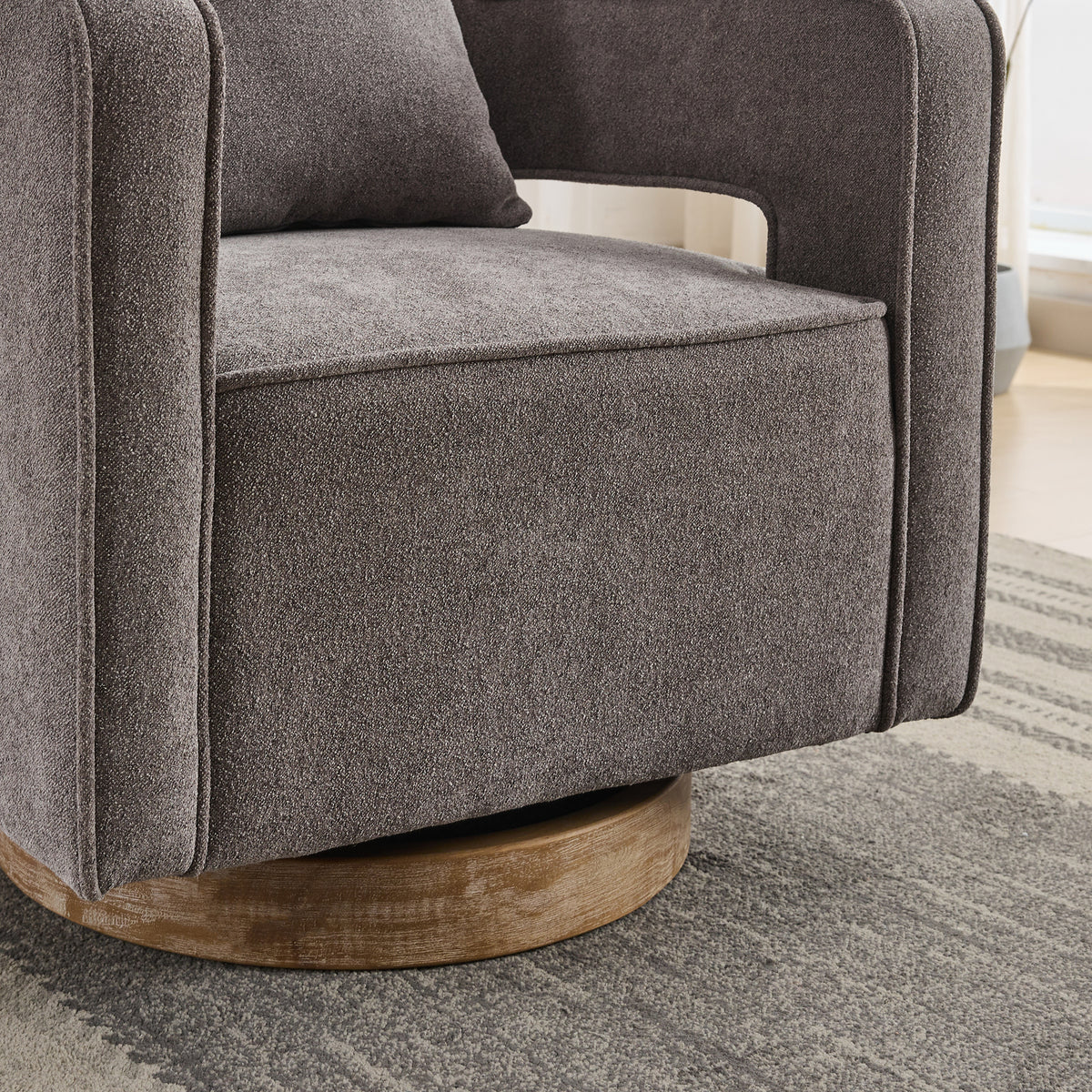 Swivel Accent Chair Charcoal Linen
