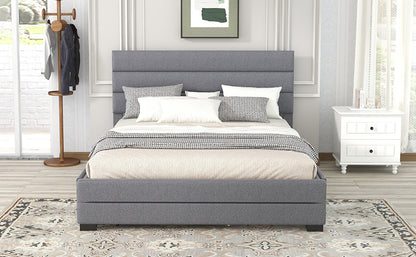 Queen Upholstered Bed with Trundle Gray