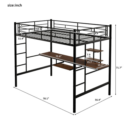 Loft Bed with Desk and Shelf Black