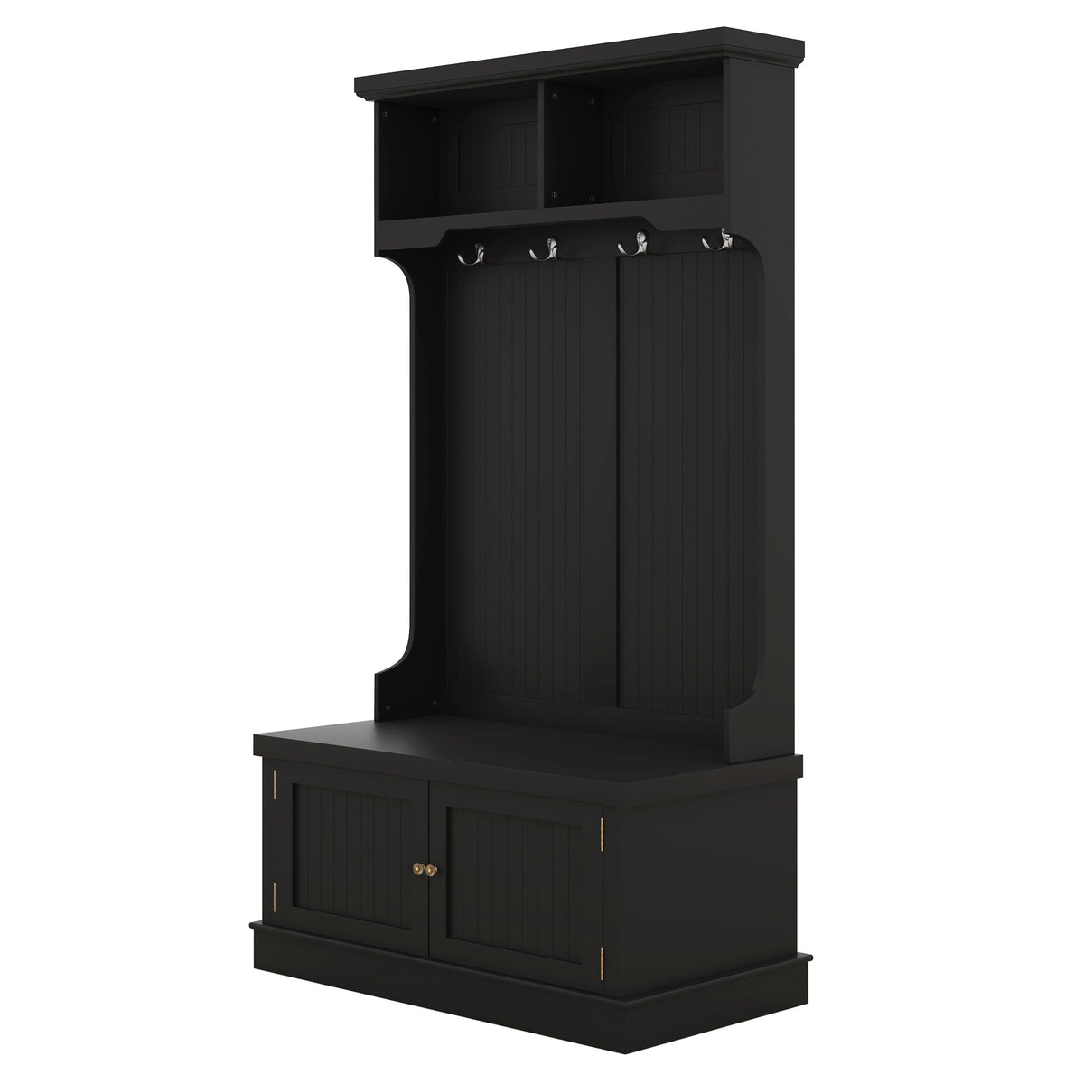 Hall Tree with Drawers and Hooks Black