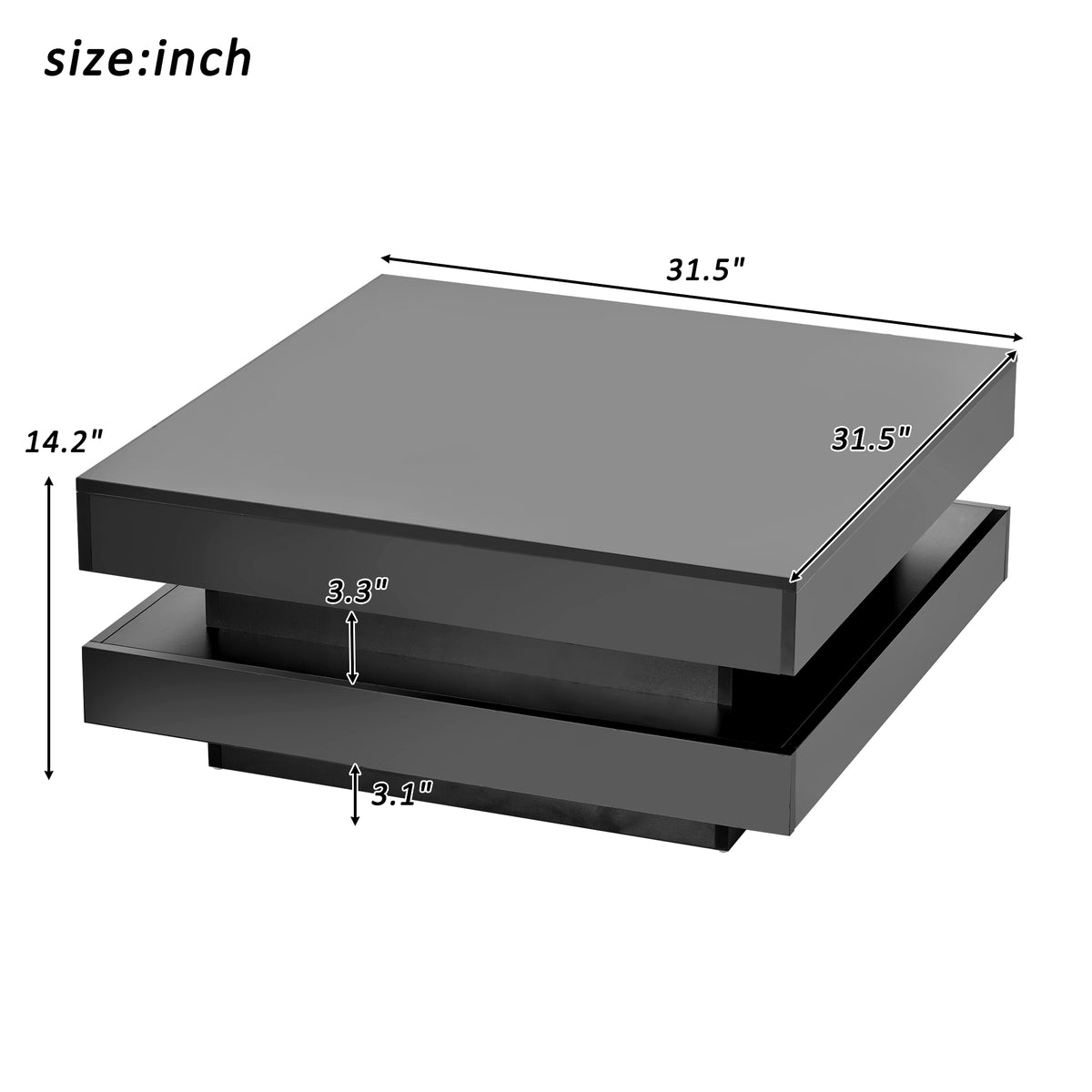 High Gloss Coffee Table with LED Lights Black