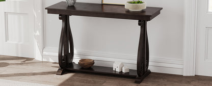 Rustic 48” Wood Console Table – Espresso