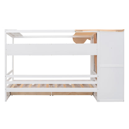 Twin House Bed with Wardrobe White