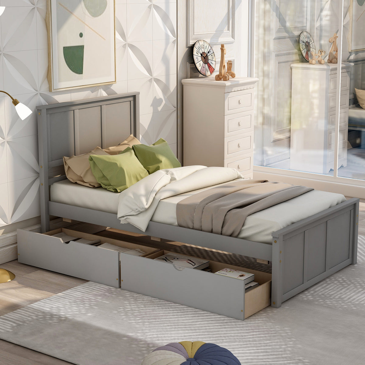 Twin Storage Bed Gray