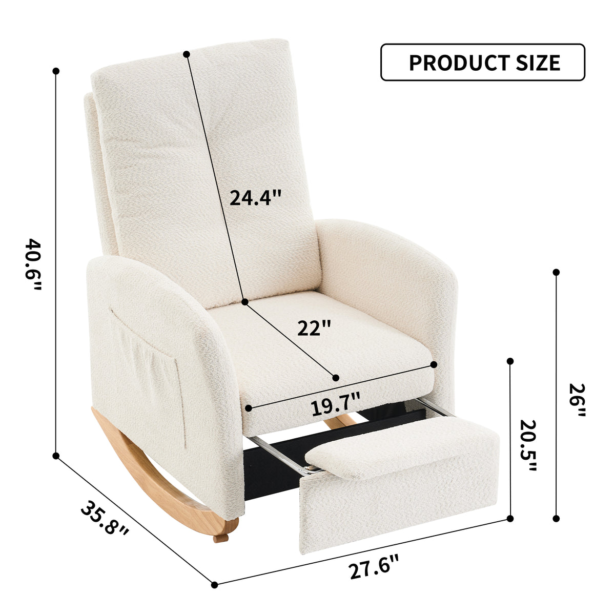 Rocking Accent Chair with Rubber Wood Frame