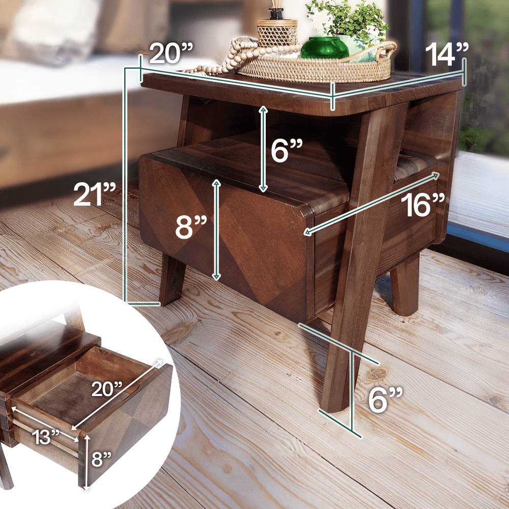 Rum Nightstand with drawer