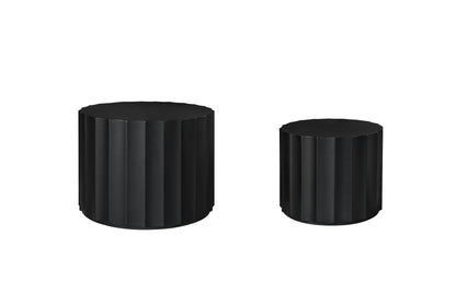 Black 2-Piece Round Nesting Coffee Table Set – Modern MDF with Lacquered Finish