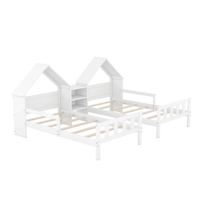 Twin Platform Bed with Built-In Nightstand White