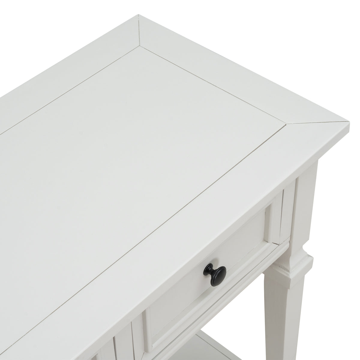 White Wood Console Table with Drawers
