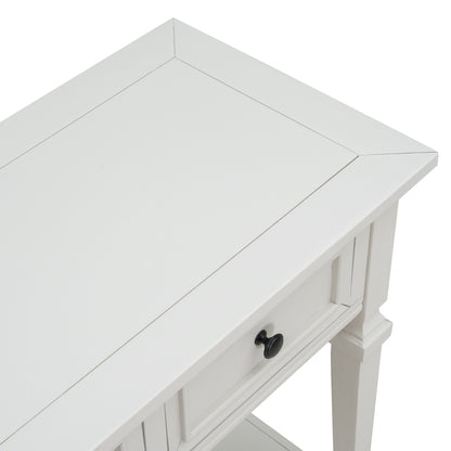 White Wood Console Table with Drawers