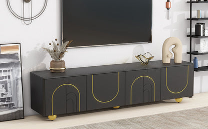 Modern TV Stand with Cabinets Walnut