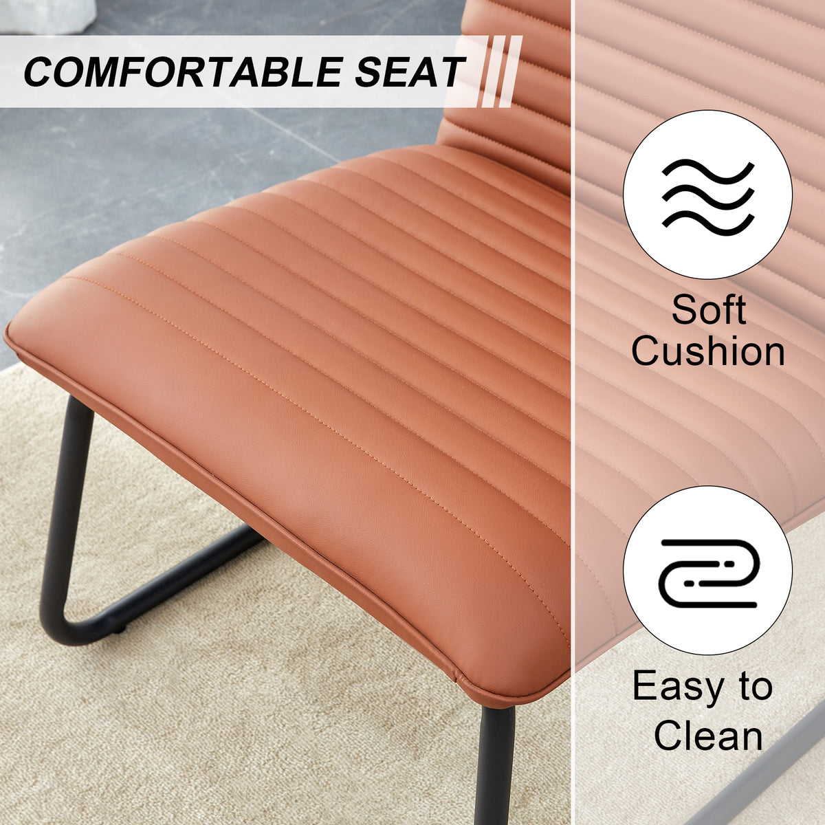 Brown Armless Lounge Chair – Black Legs