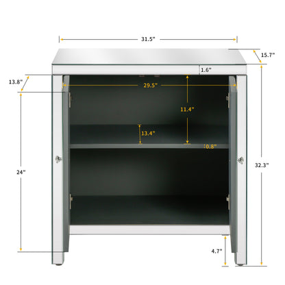 Mirrored Storage Cabinet with Diamond Frame Detailing