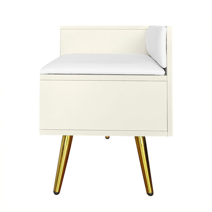 Modern Hidden Storage Bench White Upholstered Seat