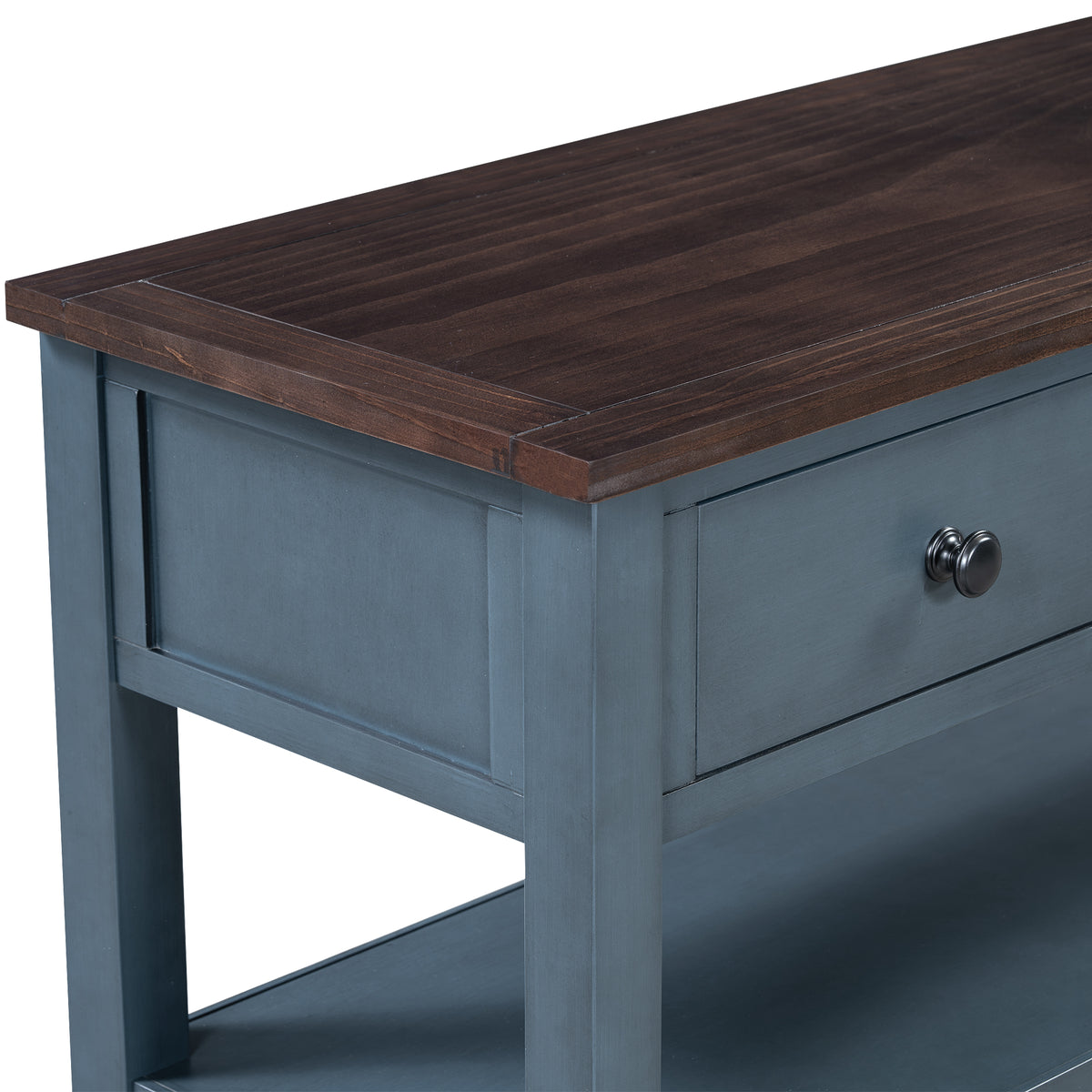 Retro Console Table with Shelves Navy Espresso