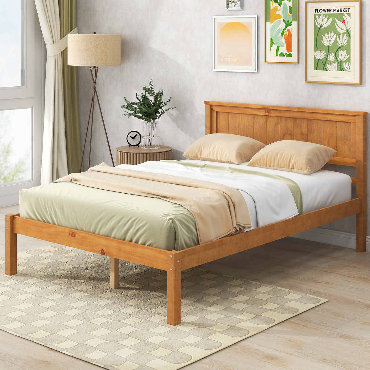 Platform Bed Frame Full Oak
