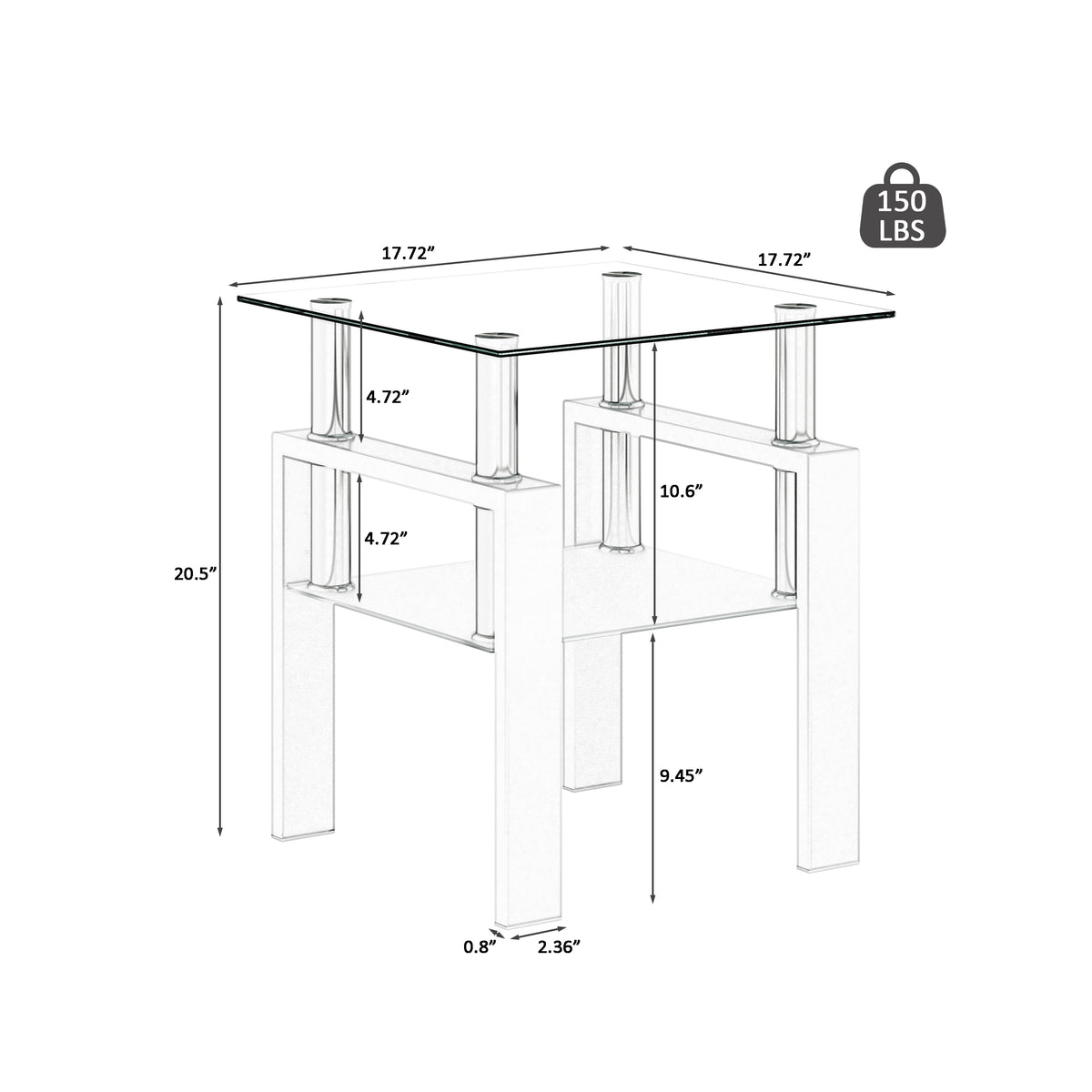 Set of 2 Glass Coffee Tables – Transparent White