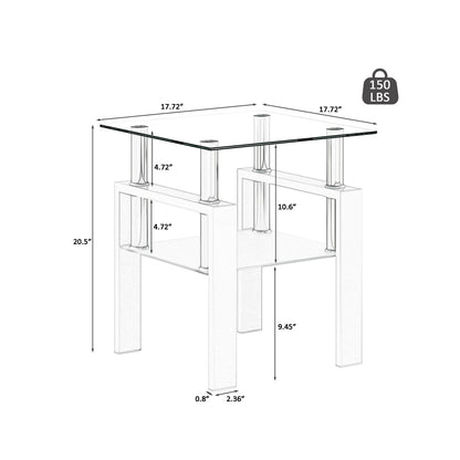 Set of 2 Glass Coffee Tables – Transparent White