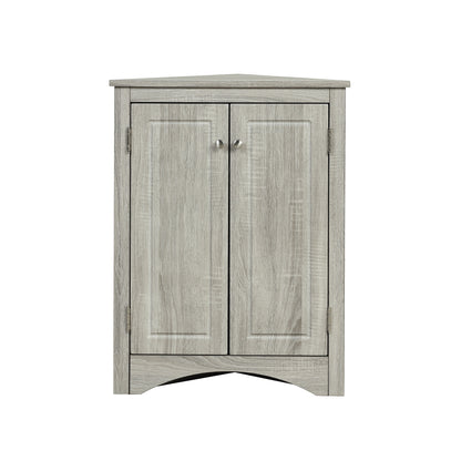 Oak Corner Bathroom Cabinet with Shelves