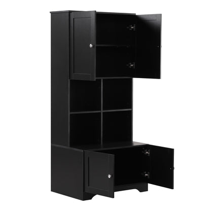 4-Door Bathroom Storage Cabinet Black Finish