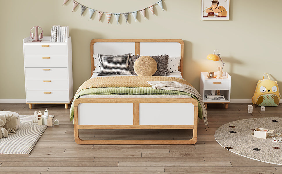 Queen Platform Bed Walnut White