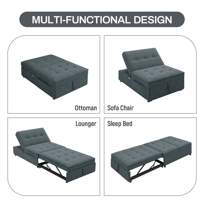 Modern Storage Ottoman with USB Port Dark Blue
