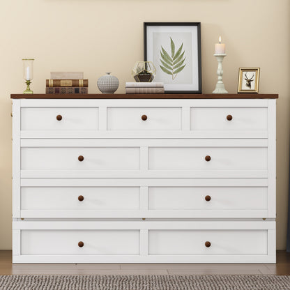 Pine Murphy Bed Queen White Walnut