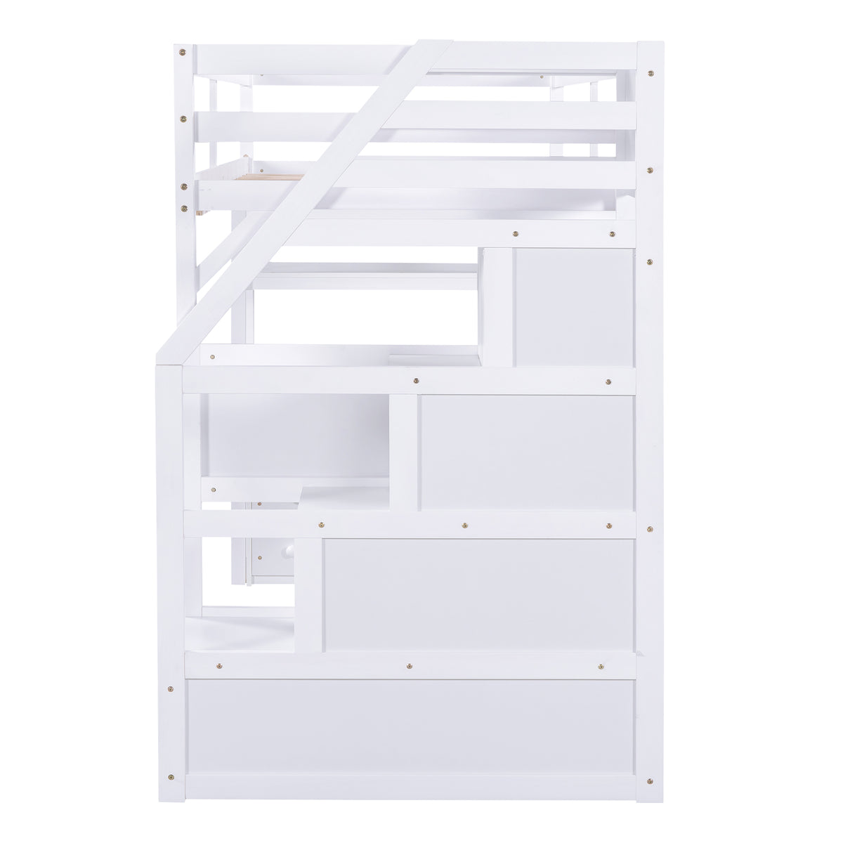 Twin Loft Bed with Storage Staircase White