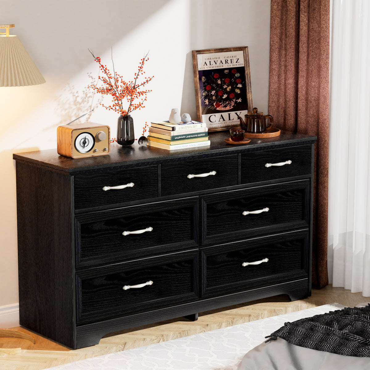 Modern 3-Drawer Dresser Black Finish