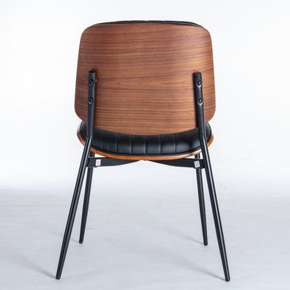 Retro Linen Dining Chairs Set of 2 Black Legs