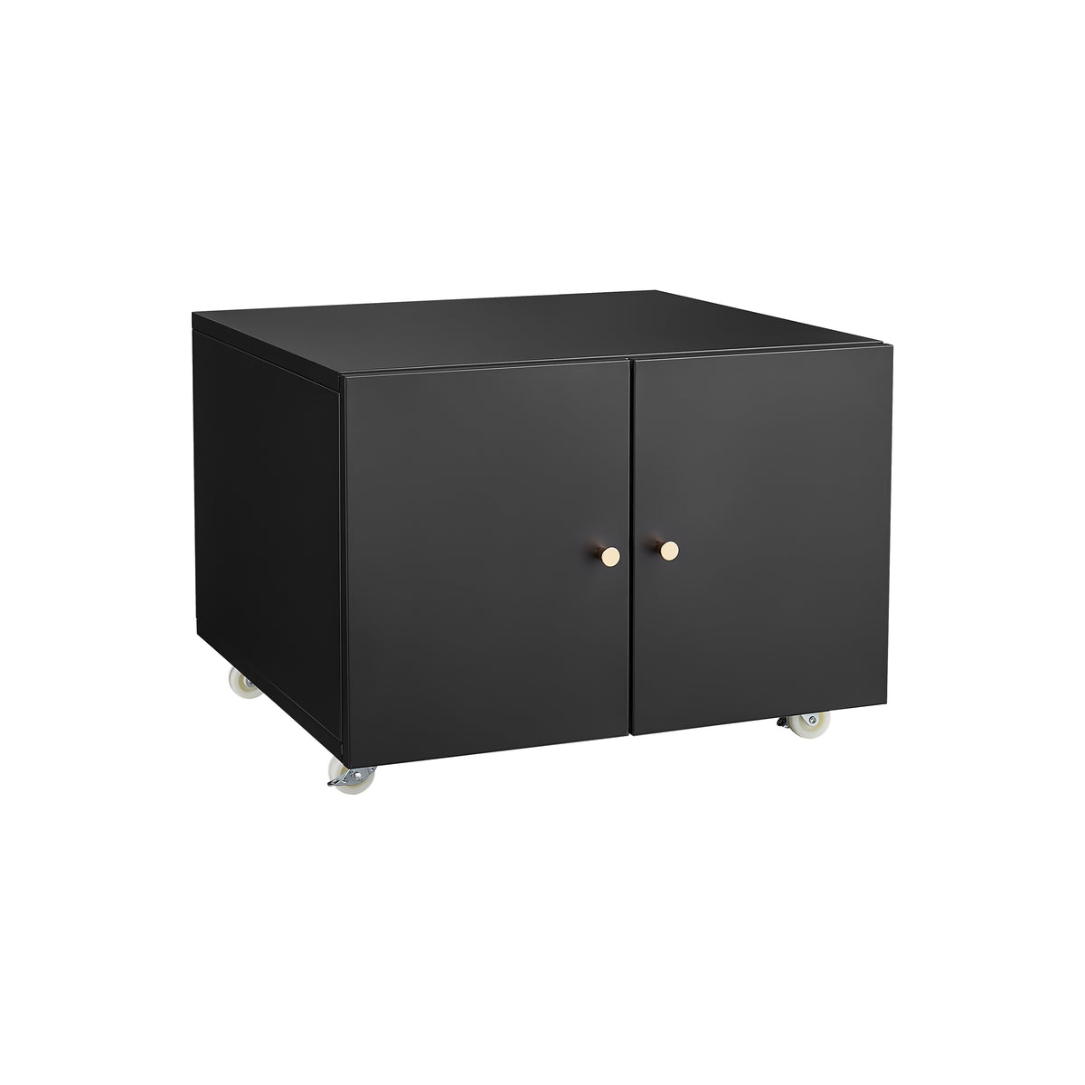 White Mobile Copier Cabinet – 2-Door Steel File & Printer Stand with Locking Wheels