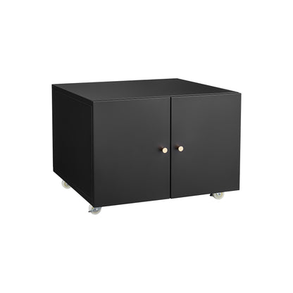 White Mobile Copier Cabinet – 2-Door Steel File & Printer Stand with Locking Wheels