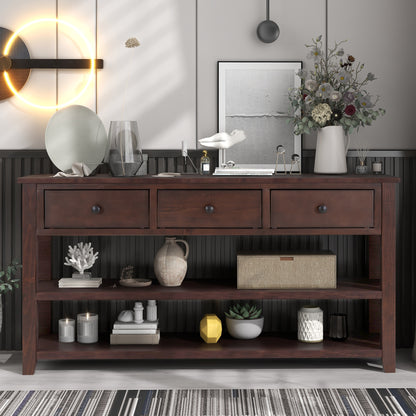 Retro Wood Console Table – Espresso Finish
