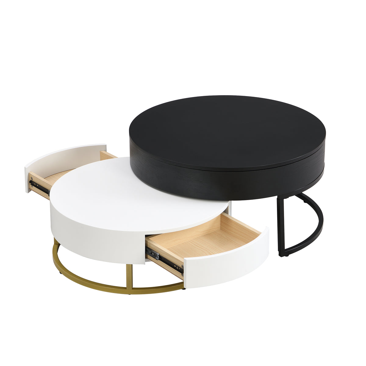 Lift-Top Coffee Tables with Drawers Black
