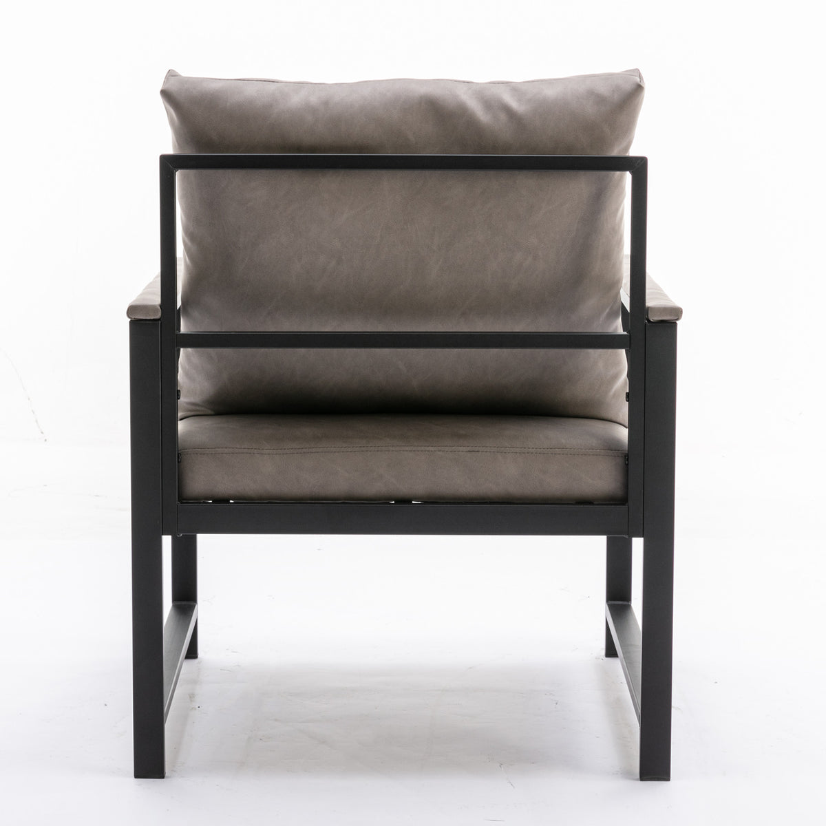 Faux Leather Accent Chair – Charcoal Gray