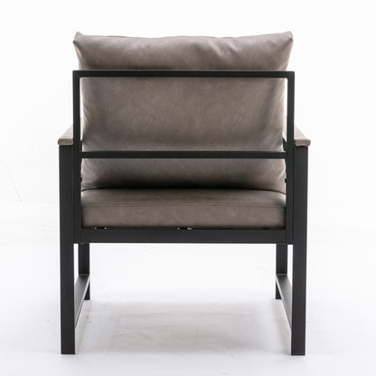 Faux Leather Accent Chair – Charcoal Gray