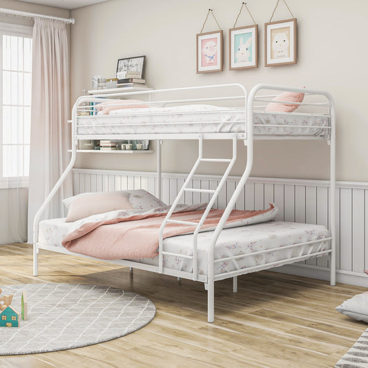 Twin Over Full Bunk Bed with Guardrail White