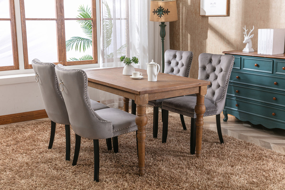 Nikki Tufted Linen Dining Chair Set (2 pcs) – Gray