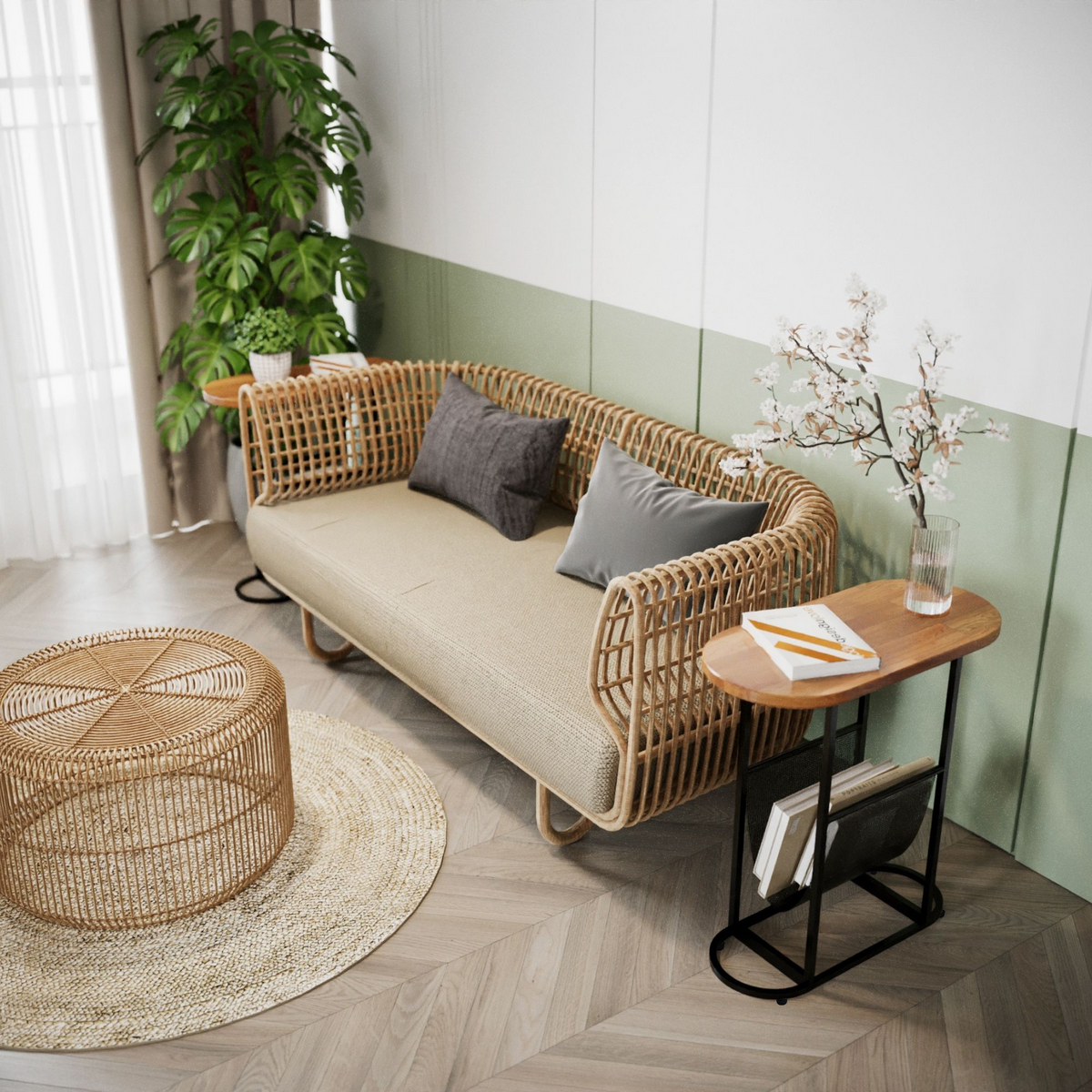 Acacia Wood Side Table Set (2 pcs)