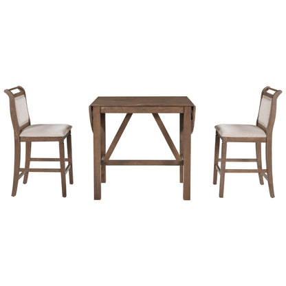 3-Piece Counter Dining Set Brown