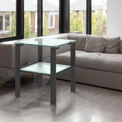 Two-Layer Glass Tea Table – Black Finish