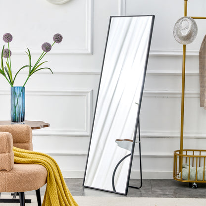 Full-Length Aluminum Mirror 65 x 23 Black Frame