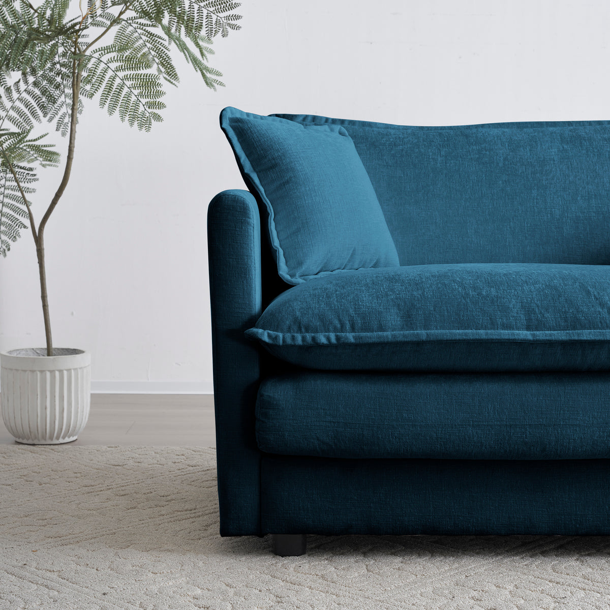 Deep Seat Armchair Blue Chenille
