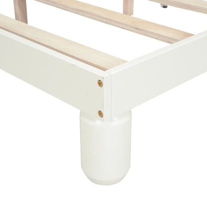 Twin Platform Bed with LED Headboard White