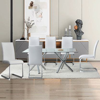 Modern Glass Dining Table – 71" Rectangular Table for 6-8 People