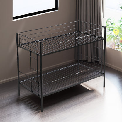 Full Metal Bunk Bed with Guardrails Black